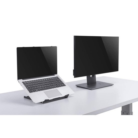 Manhattan Support pour ordinateur portable et tablette, réglable (5 positions), jusqu'à 15,6", portable et léger, acier, noir