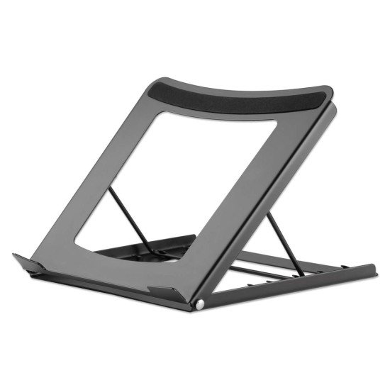 Manhattan Support pour ordinateur portable et tablette, réglable (5 positions), jusqu'à 15,6", portable et léger, acier, noir