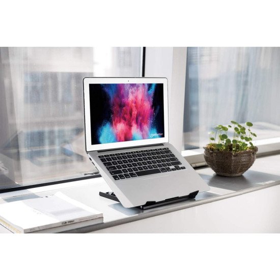 Manhattan Support pour ordinateur portable et tablette, réglable (5 positions), jusqu'à 15,6", portable et léger, acier, noir