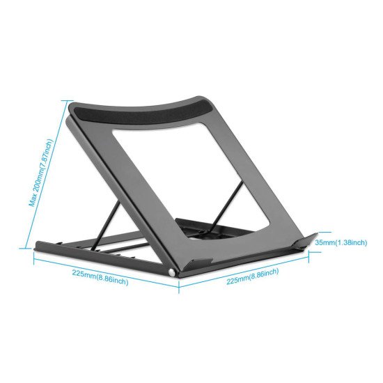 Manhattan Support pour ordinateur portable et tablette, réglable (5 positions), jusqu'à 15,6", portable et léger, acier, noir