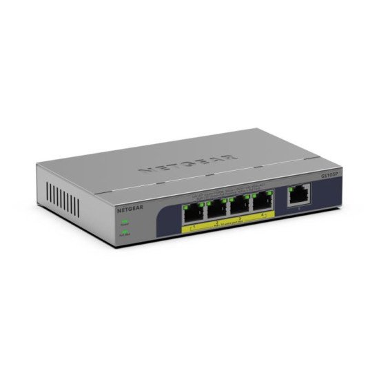 NETGEAR GS105P Non-géré Gigabit Ethernet (10/100/1000) Connexion Ethernet POE Montage sur le bureau ou sur le mur Gris