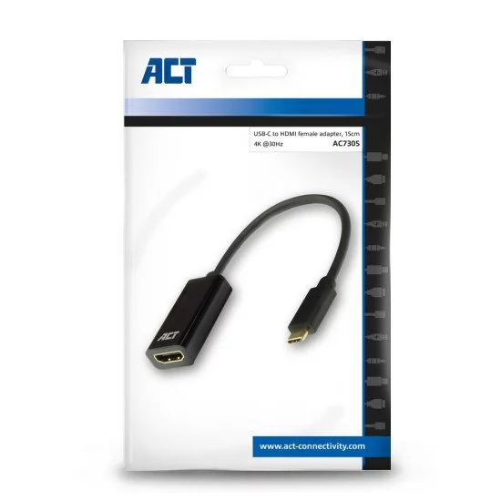 ACT AC7305 câble vidéo et adaptateur 0,15 m USB Type-C HDMI Type A (Standard) Noir ACT AC7305 câble vidéo et adaptateur 0,15 m USB Type-C HDMI Type A (Standard) Noir