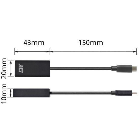 ACT AC7305 câble vidéo et adaptateur 0,15 m USB Type-C HDMI Type A (Standard) Noir