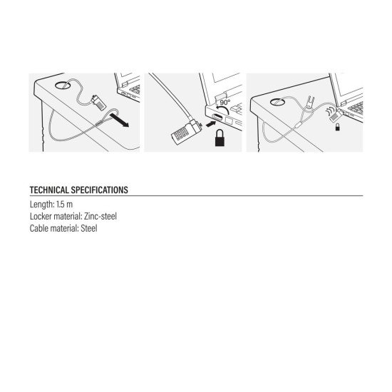 ACT AC9015 câble antivol Argent 1,5 m