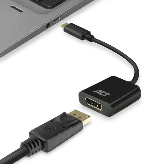 ACT AC7320 câble vidéo et adaptateur 0,15 m USB Type-C DisplayPort Noir