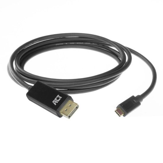 ACT AC7325 câble vidéo et adaptateur 2 m USB Type-C DisplayPort Noir