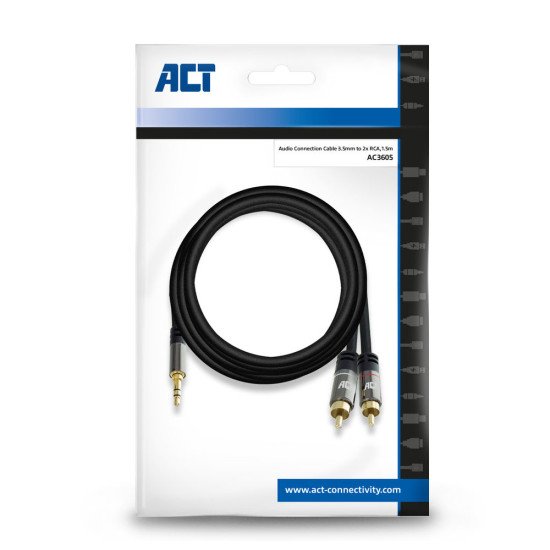 ACT AC3605 câble audio 1,5 m 3,5mm 2 x RCA Noir