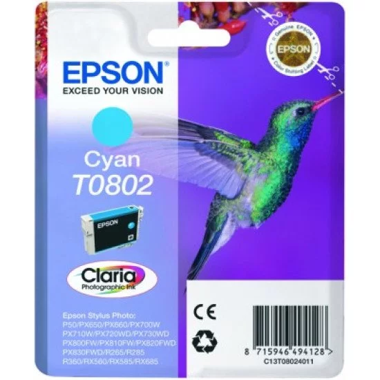 Epson T0802 Cartouche encre Cyan Epson T0802 Cartouche encre Cyan