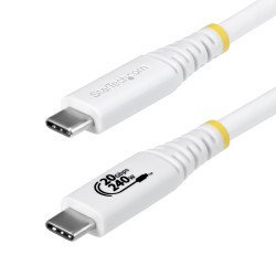 StarTech.com Câble USB 4 de 2 m, 20 Gbps, Câble USB-C Certifié USB-IF, PD EPR 240 W, DP 1.4 4K 120 Hz, Gaine TPE, Cordon USB-C Blanc