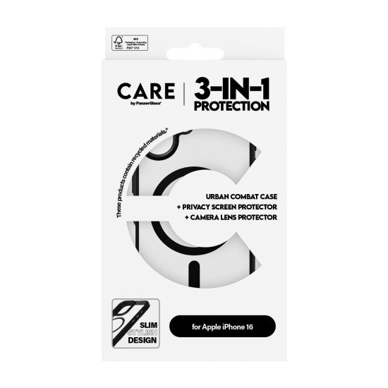 PanzerGlass CARE by ® Flagship 3-in-1 Privacy Bundle iPhone 16 Protection d'écran transparent Apple 1 pièce(s) PanzerGlass CARE by ® Flagship 3-in-1 Privacy Bundle iPhone 16 Protection d'écran transparent Apple 1 pièce(s)