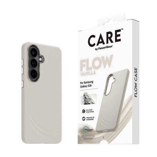 PanzerGlass CARE™ by ® Flow Case Vanilla w. Qi Samsung Galaxy S26 coque de protection pour téléphones portables Housse Beige