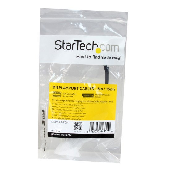 StarTech.com Câble Adaptateur vidéo 15 cm Mini DiplayPort vers DisplayPort  M/F