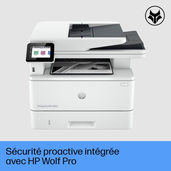 HP LaserJet Pro Imprimante MFP 4102fdw, Noir et blanc, Impression, copie, scan, fax, Sans fil