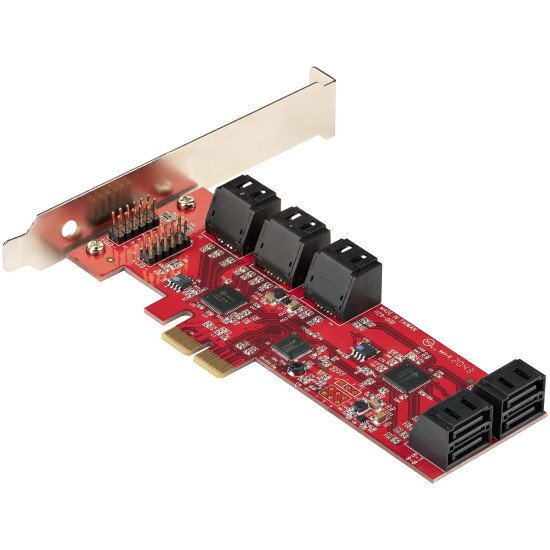 StarTech.com Carte PCI Express SATA 10 ports - Carte Contrôleur PCIe SATA - 6Gbps - ASM1166 Non-Raid - Convertisseur PCI Express 2.0 vers SATA - Connecteurs SATA Empilés - Carte d'Extension SATA