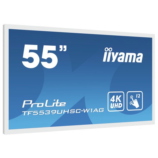 iiyama ProLite TF5539UHSC-W1AG moniteur à écran tactile 139,7 cm (55") 3840 x 2160 pixels Plusieurs pressions Multi-utilisateur Blanc