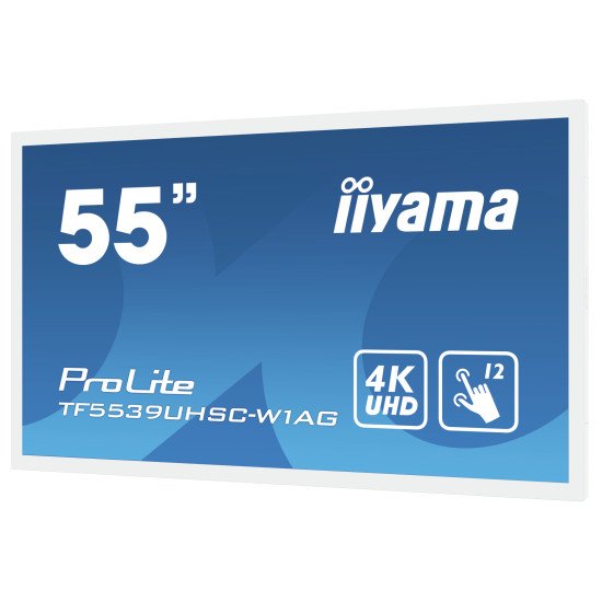 iiyama ProLite TF5539UHSC-W1AG moniteur à écran tactile 139,7 cm (55") 3840 x 2160 pixels Plusieurs pressions Multi-utilisateur Blanc