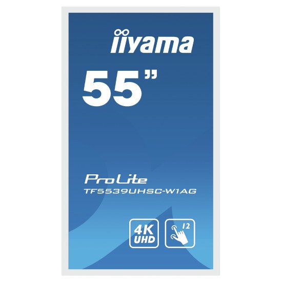 iiyama ProLite TF5539UHSC-W1AG moniteur à écran tactile 139,7 cm (55") 3840 x 2160 pixels Plusieurs pressions Multi-utilisateur Blanc