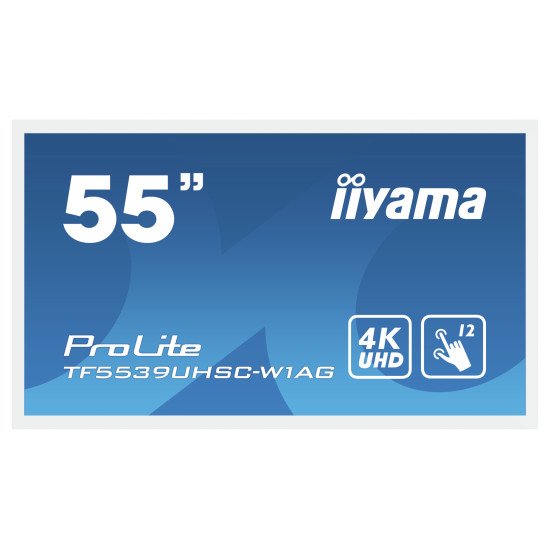 iiyama ProLite TF5539UHSC-W1AG moniteur à écran tactile 139,7 cm (55") 3840 x 2160 pixels Plusieurs pressions Multi-utilisateur Blanc