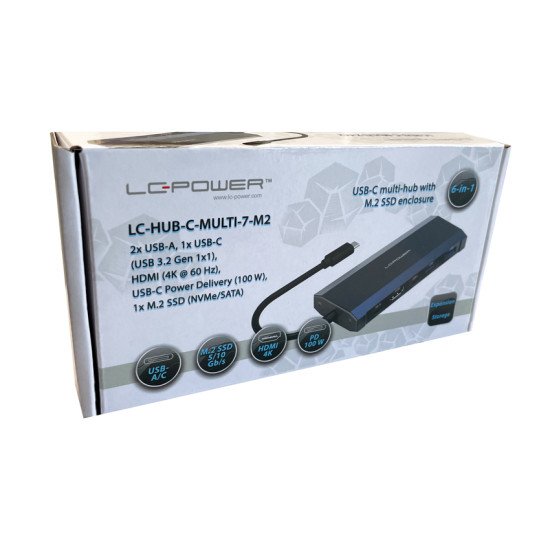 LC-Power LC-HUB-C-MULTI-7-M2 hub & concentrateur USB 3.2 Gen 1 (3.1 Gen 1) Type-C 5000 Mbit/s Anthracite LC-Power LC-HUB-C-MULTI-7-M2 hub & concentrateur USB 3.2 Gen 1 (3.1 Gen 1) Type-C 5000 Mbit/s Anthracite