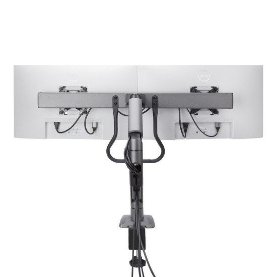 StarTech.com Bras pour Double Moniteur avec Barre Transversale, Écrans Jusqu'à 27", VESA 75x75/100x100, Max 15kg, Pince en C, Entièrement Articulé, Ressort Mécanique, TAA