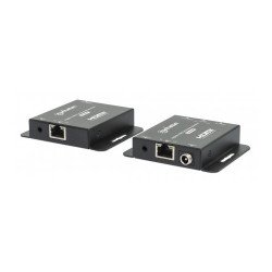 Manhattan Kit d'extension HDMI 4K sur Ethernet, étend 4K@30 Hz jusqu'à 40 m ou 1080p@60 Hz jusqu'à 70 m via câble Cat6, émetteur et récepteur, alimentation par câble (PoC), noir, garantie de 3 ans