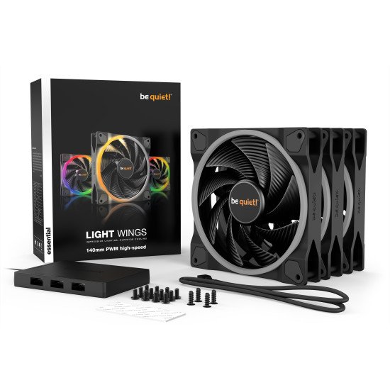 be quiet! Light Wings | 140mm PWM Triple Pack high-speed Boitier PC Ventilateur 14 cm Noir 3 pièce(s)