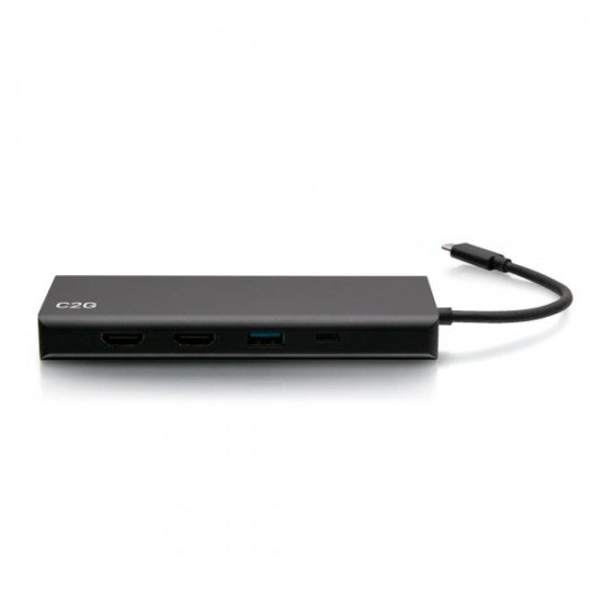 C2G Station d'accueil USB-C® 9-en-1, double écran avec HDMI®, Ethernet, USB, audio 3,5 mm et puissance électrique jusqu'à 60 W - 4K 30 Hz (conforme TAA)