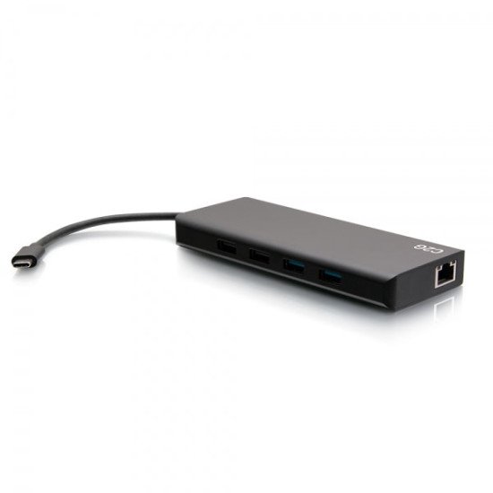 C2G Station d'accueil USB-C® 9-en-1, double écran avec HDMI®, Ethernet, USB, audio 3,5 mm et puissance électrique jusqu'à 60 W - 4K 30 Hz (conforme TAA)