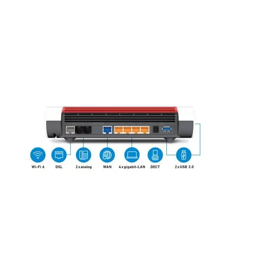 FRITZ!Box 7590 AX routeur sans fil Gigabit Ethernet Bi-bande (2,4 GHz / 5 GHz) Blanc FRITZ!Box 7590 AX routeur sans fil Gigabit Ethernet Bi-bande (2,4 GHz / 5 GHz) Blanc