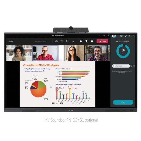 Sharp PNL752B écran PC 190,5 cm (75") 3840 x 2160 pixels 4K Ultra HD LCD Écran tactile Multi-utilisateur Noir