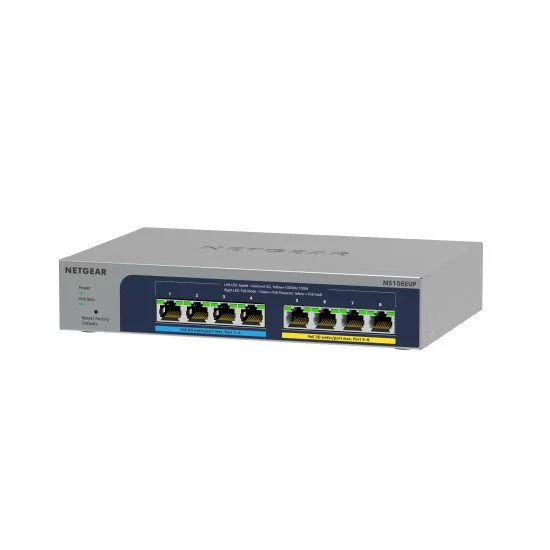NETGEAR 8-port Ultra60 PoE++ Multi-Gigabit (2.5G) Ethernet Plus Switch Non-géré L2/L3 2.5G Ethernet (100/1000/2500) Connexion Ethernet, PoE, Gris NETGEAR 8-port Ultra60 PoE++ Multi-Gigabit (2.5G) Ethernet Plus Switch Non-géré L2/L3 2.5G Ethernet (100/1000/2500) Connexion Ethernet, PoE, Gris