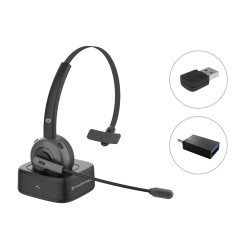 Conceptronic POLONA03BDA écouteur/casque Écouteurs Sans fil Arceau Bureau/Centre d'appels Bluetooth Socle de chargement Noir