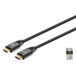 Manhattan Câble HDMI 8K@60 Hz avec Ethernet, 1 m, certifié, adapté à TOUT les usages 8K/4K/1080p/HD - lors de la mise à niveau ou préparez-la pour le moment où vous en aurez besoin, 4K@120 Hz, mâle à mâle, noir, garantie à vie
