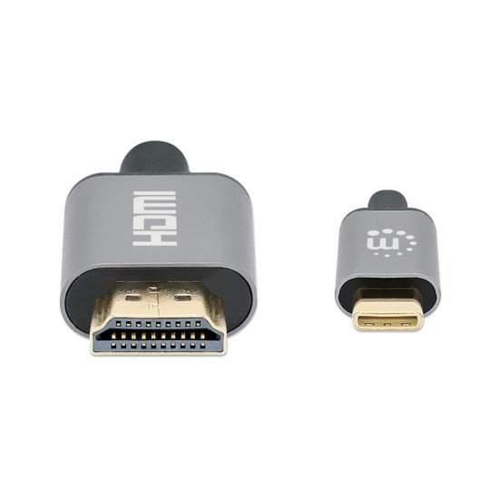 Manhattan Câble USB-C vers HDMI, 4K@60Hz, 1 m, mâle à mâle, noir, garantie 3 ans, équivalent à CDP2HD2MBNL