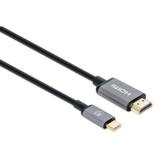 Manhattan Câble USB-C vers HDMI, 4K@60Hz, 1 m, mâle à mâle, noir, garantie 3 ans, équivalent à CDP2HD2MBNL