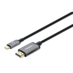 Manhattan Câble USB-C vers HDMI, 4K@60Hz, 1 m, mâle à mâle, noir, garantie 3 ans, équivalent à CDP2HD2MBNL