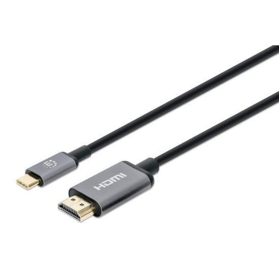 Manhattan Câble USB-C vers HDMI, 4K@60Hz, 1 m, mâle à mâle, noir, garantie 3 ans, équivalent à CDP2HD2MBNL