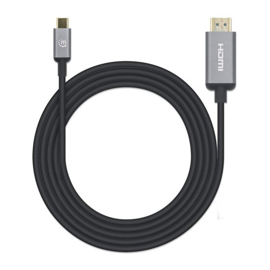 Manhattan Câble USB-C vers HDMI, 4K@60Hz, 2 m, mâle à mâle, noir, garantie 3 ans, équivalent à CDP2HD2MBNL