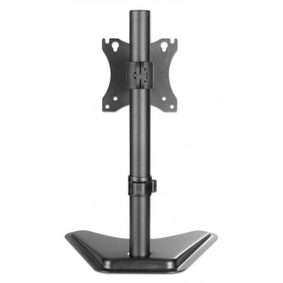 Manhattan Support de bureau pour TV/moniteurs, montage sur pied, inclinaison/pivot/rotation, écrans 10" à 27", Compatibilité VESA : 75x75 et 100x100 mm (vérifiez les dimensions des quatre trous de fixation à l'arrière), charge max. 7 kg, noir