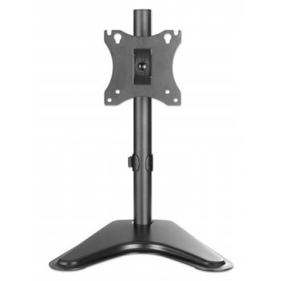 Manhattan Support de bureau pour TV/moniteurs, montage sur pied, inclinaison/pivot/rotation, écrans 10" à 27", Compatibilité VESA : 75x75 et 100x100 mm (vérifiez les dimensions des quatre trous de fixation à l'arrière), charge max. 7 kg, noir