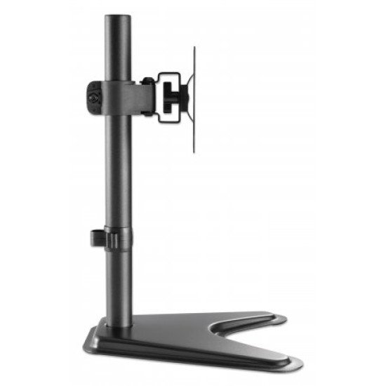 Manhattan Support de bureau pour TV/moniteurs, montage sur pied, inclinaison/pivot/rotation, écrans 10" à 27", Compatibilité VESA : 75x75 et 100x100 mm (vérifiez les dimensions des quatre trous de fixation à l'arrière), charge max. 7 kg, noir