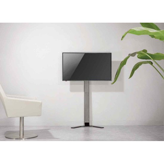 Manhattan Support de sol ultra-fin pour TV/moniteurs, montage sur pied, écrans 37" à 55", Compatibilité VESA : de 200x200 à 400x400 mm (vérifiez les dimensions des quatre trous de fixation à l'arrière), charge max. 40 kg