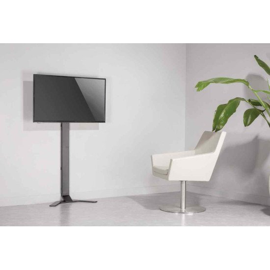 Manhattan Support de sol ultra-fin pour TV/moniteurs, montage sur pied, écrans 37" à 55", Compatibilité VESA : de 200x200 à 400x400 mm (vérifiez les dimensions des quatre trous de fixation à l'arrière), charge max. 40 kg