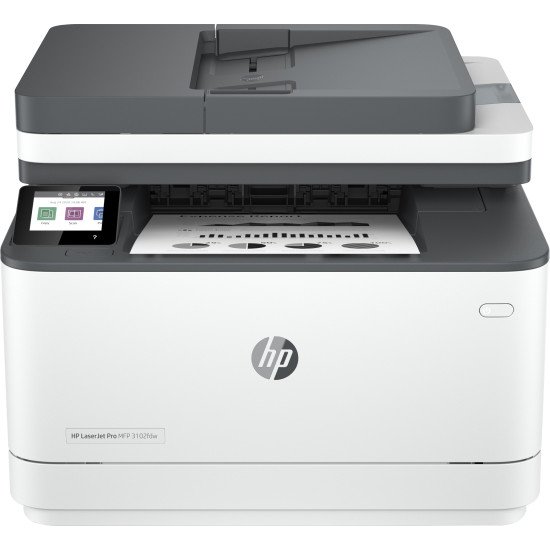 HP LaserJet Pro Imprimante multifonction 3102fdw, Noir et blanc, Imprimante pour Petites/moyennes entreprises, Impression, copie, scan, fax, Sans fil; Imprimer depuis un téléphone ou une tablette; Impression recto-verso; Numérisation recto-verso; Télécopi