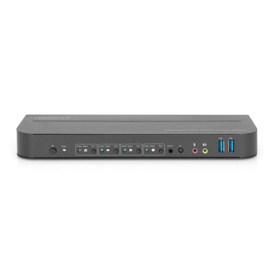 Digitus Commutateur KVM, 4 ports, 4K 60 Hz, 4 x entrées DP, 1 x sortie DP/HDMI