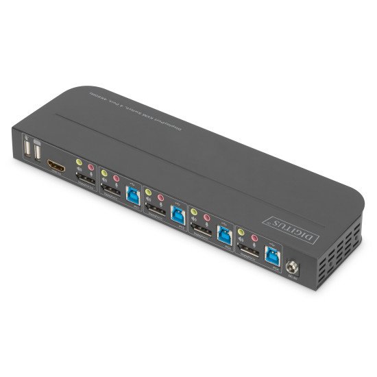 Digitus Commutateur KVM, 4 ports, 4K 60 Hz, 4 x entrées DP, 1 x sortie DP/HDMI