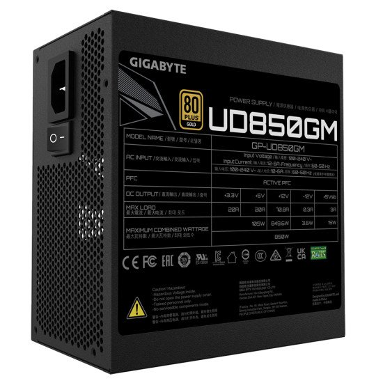 GIGABYTE UD850GM unité d'alimentation d'énergie 850 W 20+4 pin ATX ATX Noir GIGABYTE UD850GM unité d'alimentation d'énergie 850 W 20+4 pin ATX ATX Noir