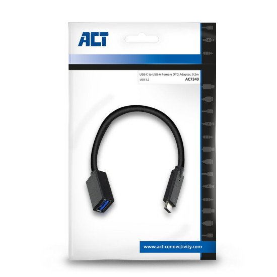 ACT AC7340 câble USB 0,2 m USB 3.2 Gen 1 (3.1 Gen 1) USB C USB A Noir