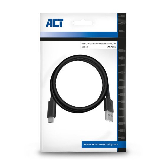 ACT AC7350 câble USB 1 m USB 2.0 USB C USB A Noir