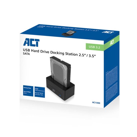 ACT AC1500 Station d'accueil de disques de stockage USB 3.2 Gen 1 (3.1 Gen 1) Type-A Noir